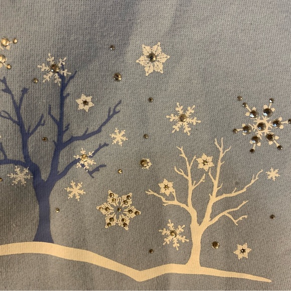 Potpourri Crystal Snowflake Trees Sweatshirt Sweater Long Sleeve Top Large EUC - Picture 6 of 10